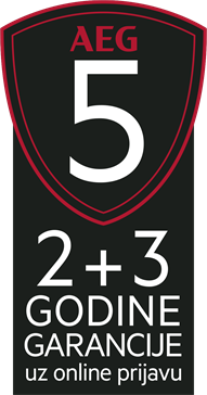 5 godina garancije (2 godine redovne + 3 godine dodatne garancije) na AEG bijelu tehniku