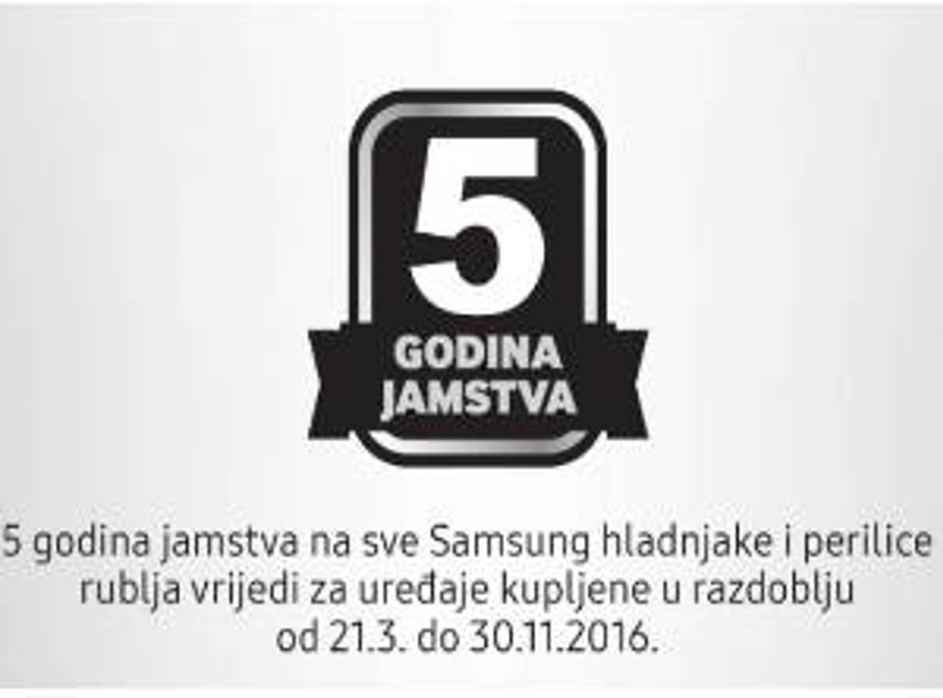 Pet godina jamstva na Samsung hladnjake i perilice rublja