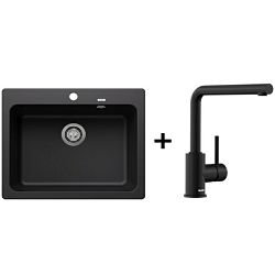 Pipa Blanco NAYA 6 CRNI + slavina MILA MAT CRNA