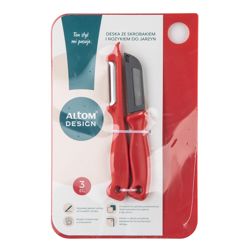 Altom Design set daska za rezanje + nož +strugač,24 cm, crveni, ( 0207020157 )